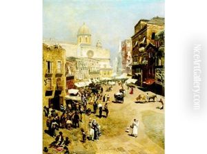 Busy Market Scene by Paul Wilhelm Keller-Reutlingen