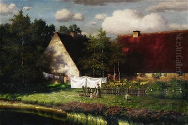 Sommerliches Familienidyll Vor Dem Bauernhaus - view 1