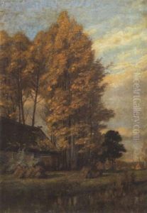 Reetdachhaus Unter Herbstbaumen Reetdachhaus Unter Herbstbaumen
