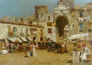 A Busy Town Scene