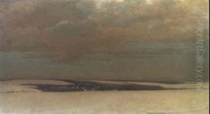 Der Schw,bische Alb In Einer Kalten Winternacht by Paul Wilhelm Keller-Reutlingen