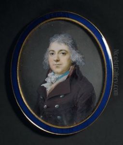 Portrait D'un Gentilhomme En Redingote Brune, Cravate Blanche Et Coiffe De Meches Grises