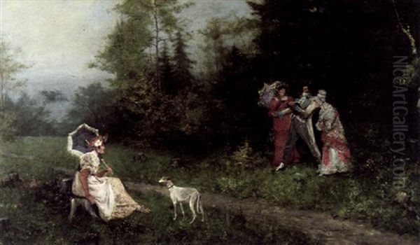Der Maler Mit Modell Und Gesellschaft Im Freien - view 1