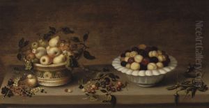 Pears In A Wicker Basket by Jan, Johannes Baumann