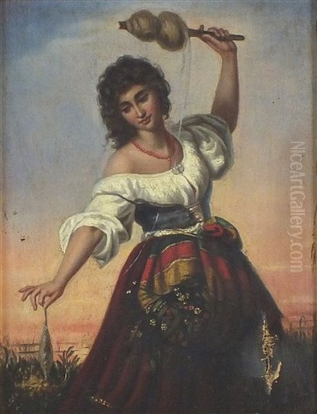 Spanish Lady Weaving Cotton - view 1