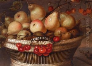 Stilleben Mit Fruchtekorb Und
 Einem Kleinen Affen