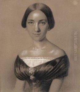 Biedermeier-portrait Einer Jungen Dame by Johann Friedrich Baumann