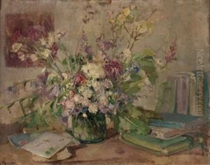 Blumenstillleben Mit Buchern Blumenstillleben Mit Buchern