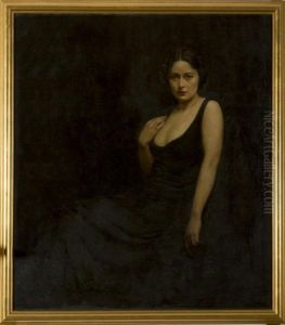 Portrait Of A Woman In Black by Geza Kende