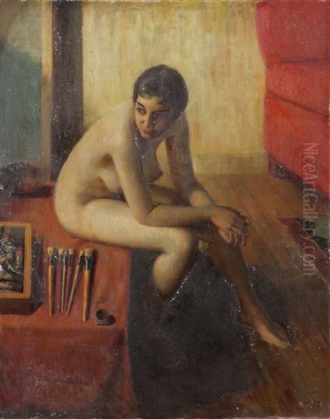 Model Seated In The Artist's Studio - view 1