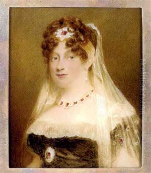 Princess Elizabeth, Landgravine Of Hesse-homburg, In Lace-bordered Black Dress, Ruby Brooch At Corsage And Pearl-set Ruby Necklace, Matching Ruby Brooch Worn On A Gold Band - view 1