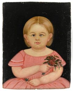 Portrait Of A Little Girl In Pink Holding Bouquet Portrait Of A Little Girl In Pink Holding Bouquet