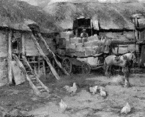 Unloading Bales In The Farmyard by William Kennedy