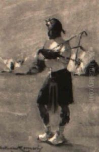 A Scot Playing Bagpipes by William Kennedy