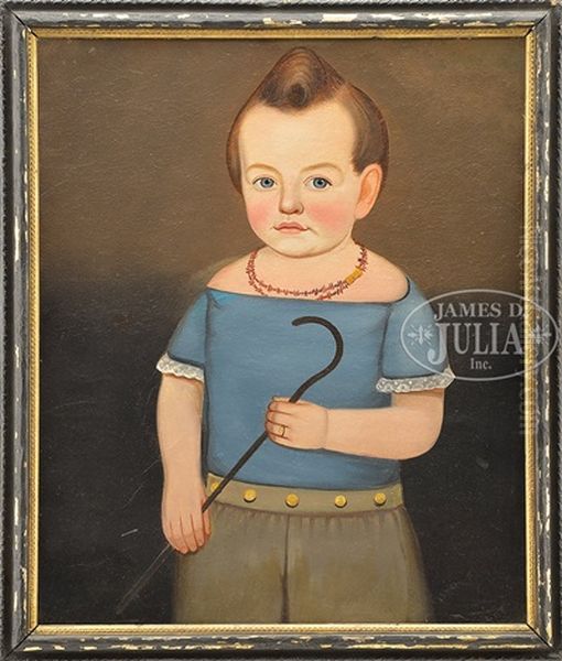 Child In Blue With A Cane - view 1