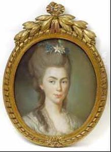 Portrat Einer Dame Mit Hochsteckfrisur Und Blutenkranz.