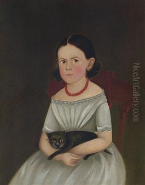 A Little Girl With Her Black Cat - view 1