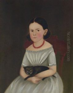 A Little Girl With Her Black Cat