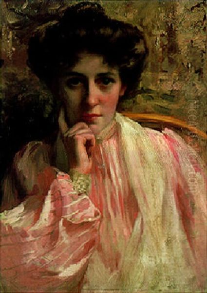 Portrait Of A Lady In A Pink Dress - view 1