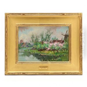 Dutch Windmills In Springtime by Henry Rodman Kenyon