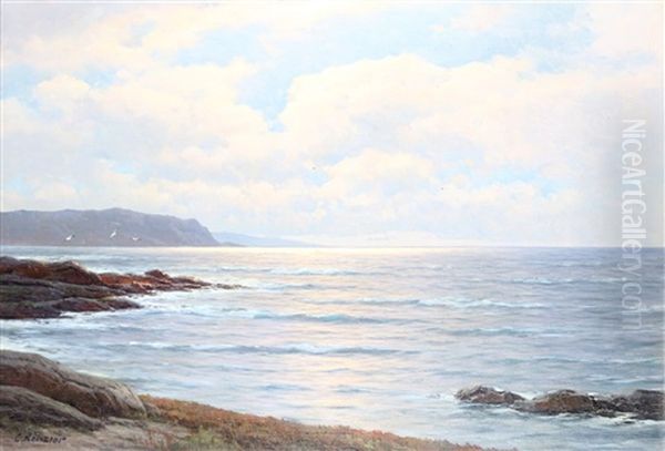 Sunrise, Waves Breaking Off A Rocky Coastline - view 1