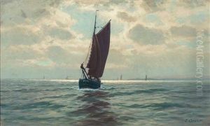 Segelboote Auf Morgendlicher See Segelboote Auf Morgendlicher See