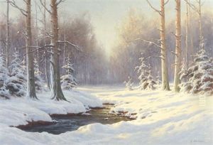 Winterlandschaft Mit Bach by Carl Kenzler