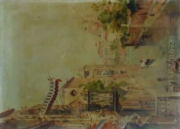 Elegante Sur Un Balcon A Venise - view 1