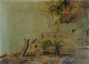 Elegante Sur Un Balcon A Venise by Ernest van den Kerckhove