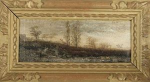 Landschapjes Met Bomen En Een Figuurtje (3 Works) by Frederik Jean Louis van de Kerckhove