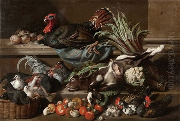Poules Et Legumes Sur Des Entablements - view 1