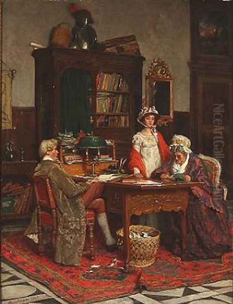 Interior With A Couple And A Girl - view 1