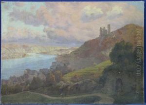 Mosel- Oder Rheinlandschaft Mit Dorf Am Ufer