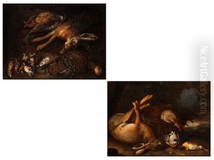 Jagdstilleben Mit Hasen Und Federvieh (pair)
