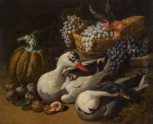 Fruchtestillleben Mit Zwei Enten