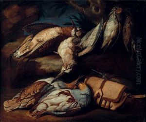Jagdstilleben Mit Rebhuhnern Und Waldschnepfen by Jacob van der (Giacomo da Castello) Kerckhoven