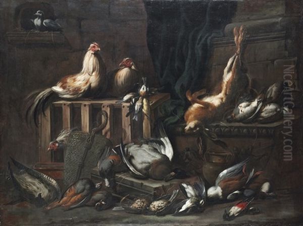 A Dove, Cockerels, Hare, Duck, Woodpecker And Other Game Birds - view 1