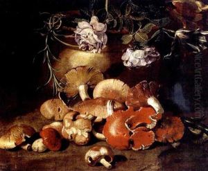 Natura Morta Di Fiori E Funghi