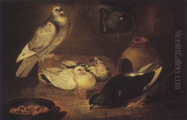 Pigeons In A Barn - view 1