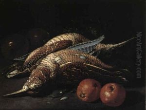 Nature Morte Med Skovsnepper Og Appelsiner