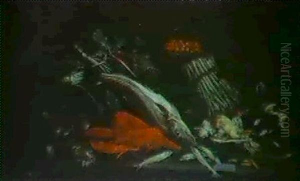 Stilleben Von Obst, Feldfruchten Und Fischen - view 1