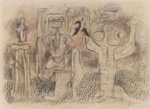 Figurengruppe Mit Laufer by Willi Baumeister