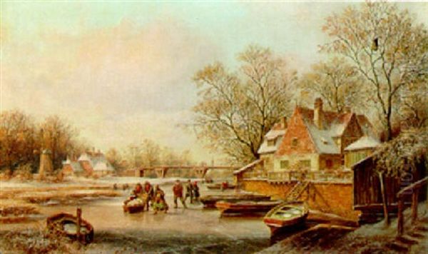 A Winter Landscape With Figures Skating - view 1