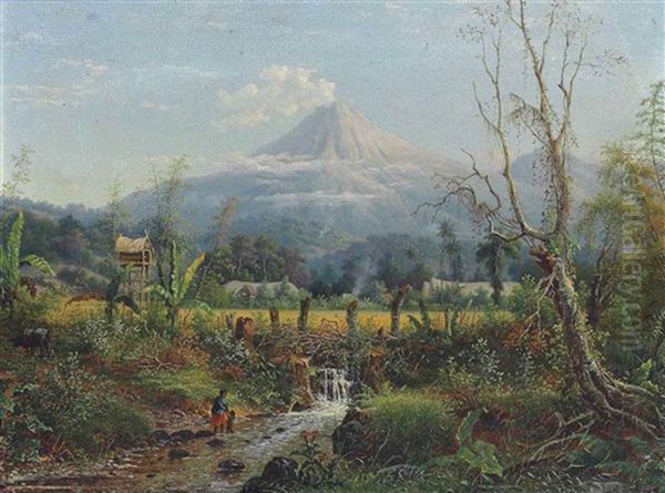 A Village In Java, Mount Semeru Beyond - view 1