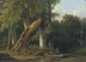 Crossing A Stream In A Forest Crossing A Stream In A Forest
