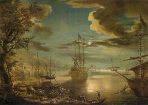 Kustenlandschaft Bei Nacht by Benedict Kern