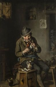 The Snuff Taker And The Smoker (pair) by Hermann Kern