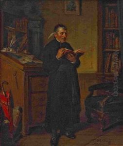 Dorfpfarrer In Der Bibliothek by Hermann Kern