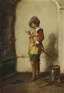 Pfeiferauchender Trommler Am Kamin