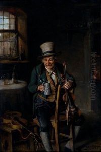 Geigenspieler Im Wirtshaus by Hermann Kern